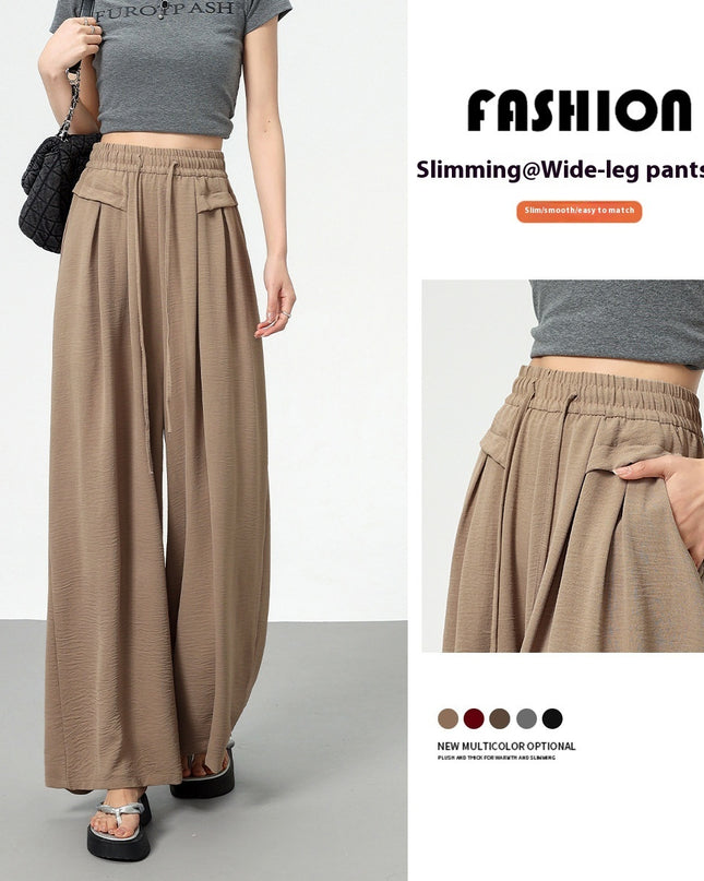 Texture Ice Silk Wide-leg Pants