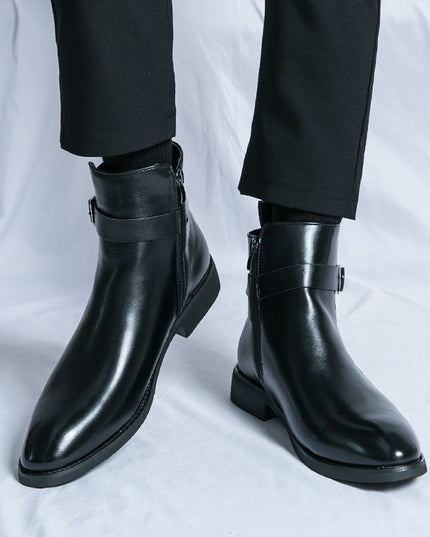 Plus Size Chelsea Boots Men's Fashion High-top Leather Shoes