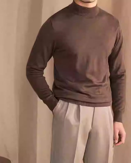 Soft Glutinous Skin-friendly Wool Mock Neck Sweater Gentleman