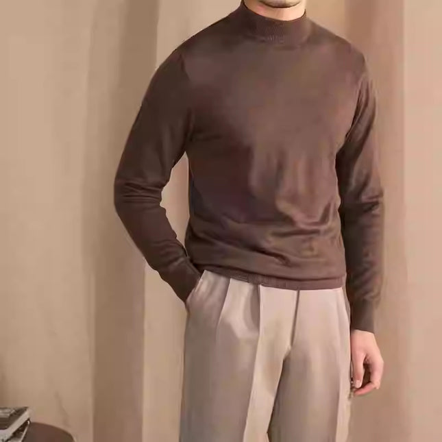 Soft Glutinous Skin-friendly Wool Mock Neck Sweater Gentleman