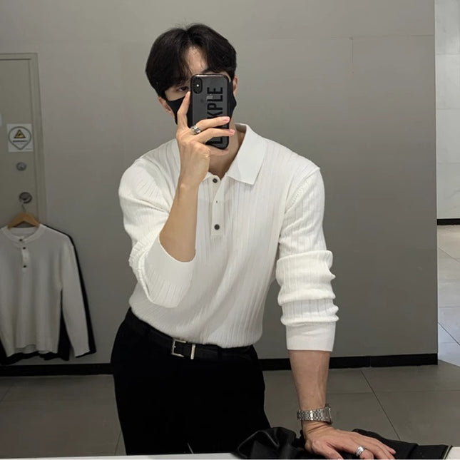 Lapel Sweater Men's Long Sleeve Knitted