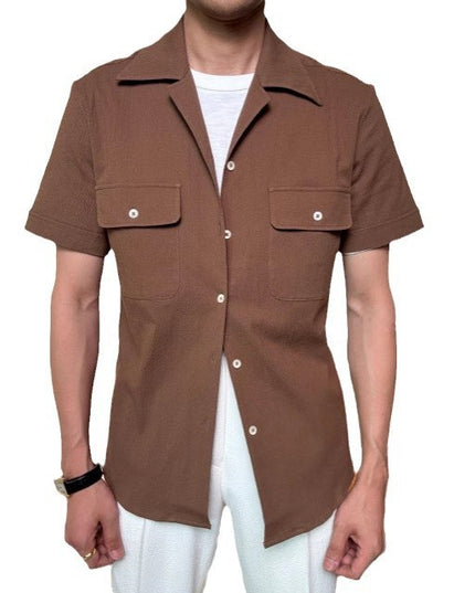 Cuban Collar Shirt Men's Short Sleeve Summer Thin