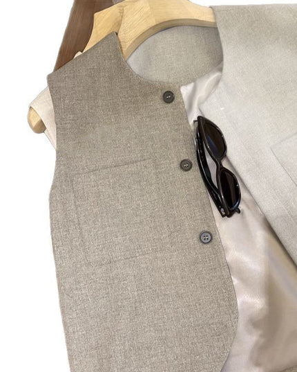 Loose Round Neck Sleeveless Suit Vest For Women