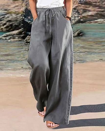 Loose Cotton And Linen Wide Leg Pants