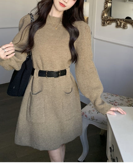 Long Sleeve Loose Knitted Base Dress Women