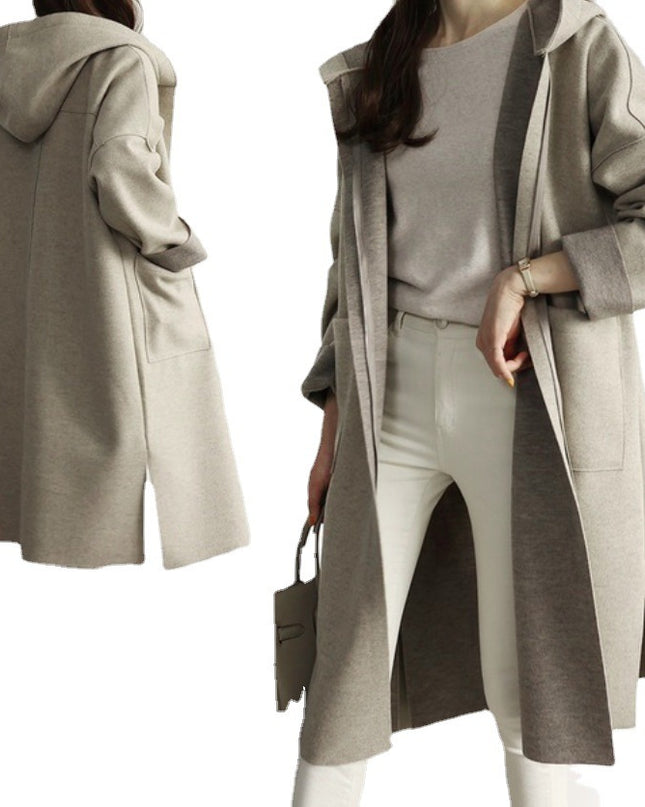 Loose Wool Women's Coat Hooded