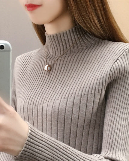 Slim Fit Slimming Inner Knitted Bottoming Shirt Women's Long Sleeve