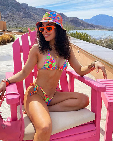 Women's New Floral Drawstring Bikini Swimsuit