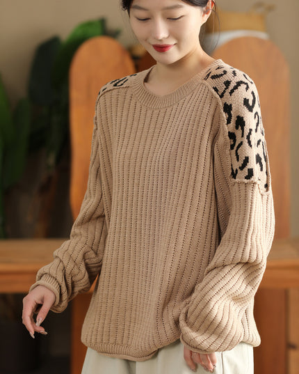 Artistic Casual Top Women's Fashionable Round Neck Cotton Pullover
