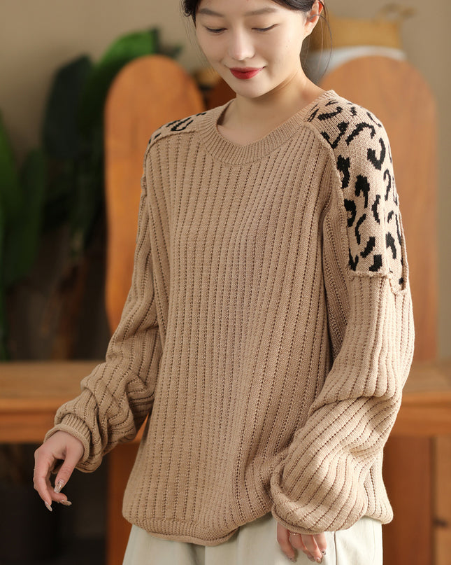 Artistic Casual Top Women's Fashionable Round Neck Cotton Pullover