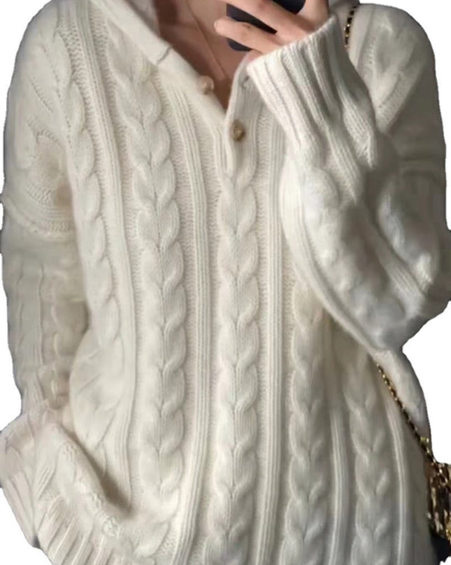 Heavy European Goods Cashmere Sweater Women's Hooded Sweater Loose Pullover