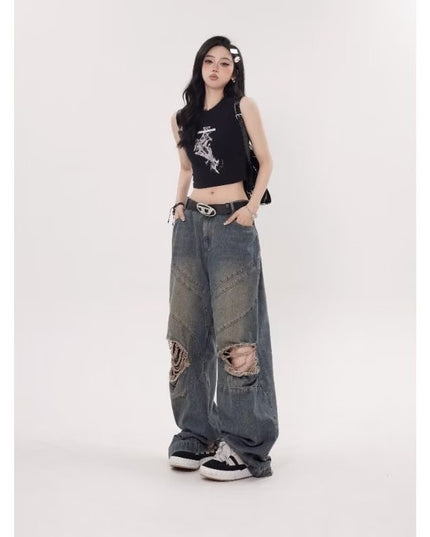 Retro Loose Casual Straight-leg Trousers Women