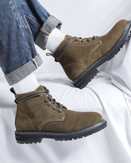 Suede Leather Autumn And Winter Mid-top Boots