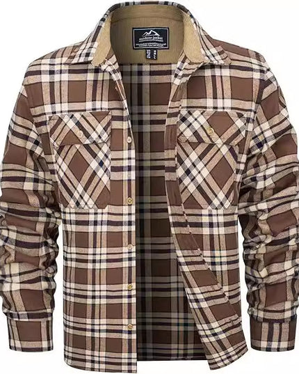 European And American Fall Winter Men's Flannel Casual Button Shirt