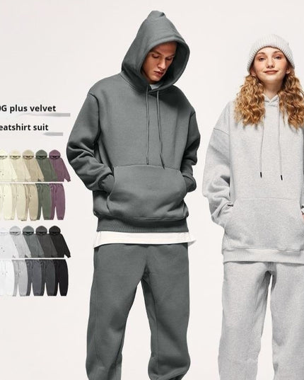 Fleece-lined Thick Hooded 10 Color Fleece Sweater Sweatpants