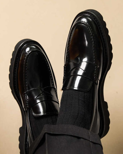 Handmade Slip-on Thick Bottom Increased By Business Casual Leather Shoes