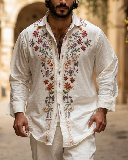 Retro Style 3D Printed Long Sleeve Summer Men