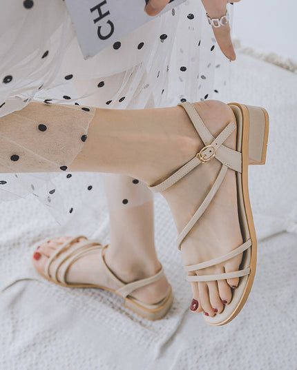 Women's Mid-heel Round Toe Roman Shoes With One-suit Skirt Chunky Heels