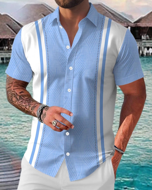 Casual All-matching Fashion Geometric Trend Short Sleeve Shirt