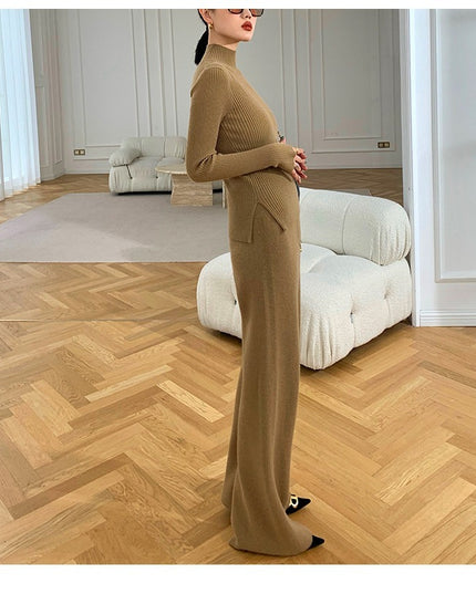 Women's Knitted Wide-leg Pants Sweater Cardigan Three-piece Set