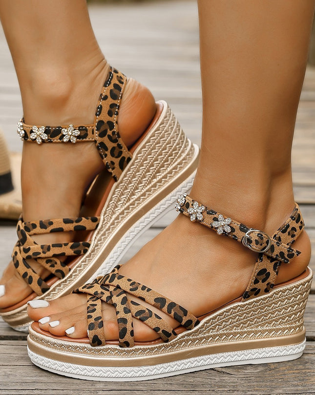 Suede Platform Ankle Buckle Open Toe Sandals For Women