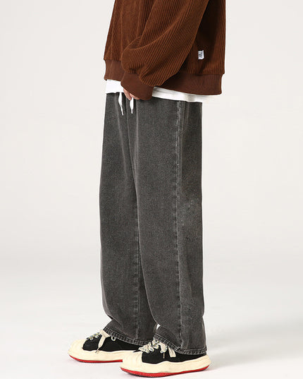 Elastic Waist Loose Straight Drooping Mop Pants