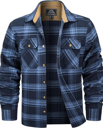 European And American Fall Winter Men's Flannel Casual Button Shirt