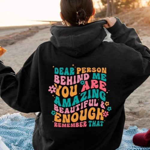 Women's Oversized Hoodie With Text On The Back Of Winter
