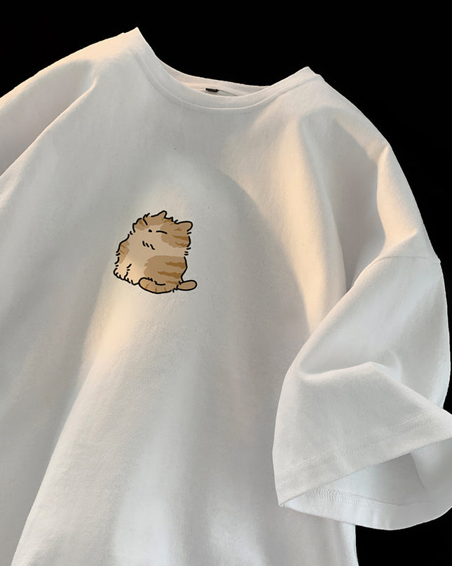 Youth Oversize Versatile Loose Round Neck Half Sleeve