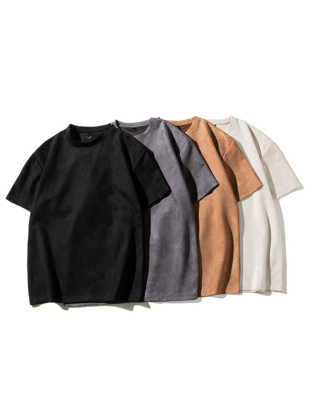 American Retro Short Sleeve T-shirt Men's Suede Loose