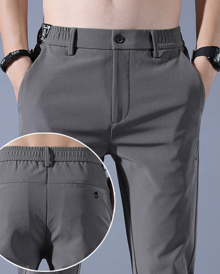 Summer Thin Ice Silk Men's Simple Smooth Stretch Casual Pants
