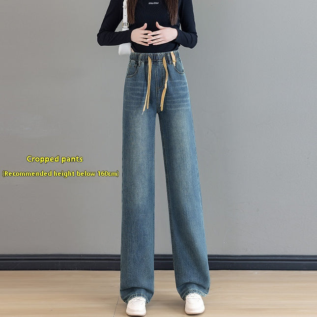 Loose Waist Trimming Lace-up Jeans For Women