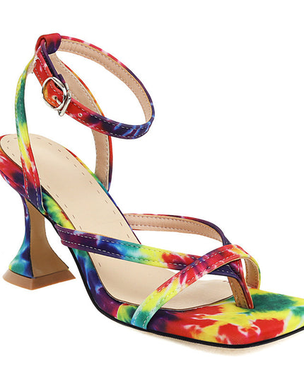 Stiletto High Heel Square Toe Sandals Plus Size