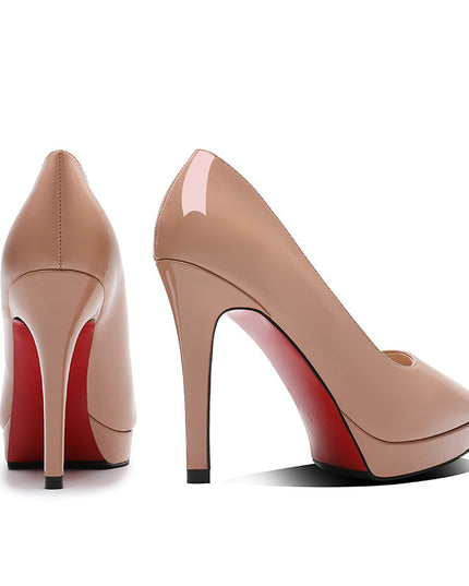 Stiletto Heel 10cm Pointed-toe Waterproof Platform Pumps Small Size