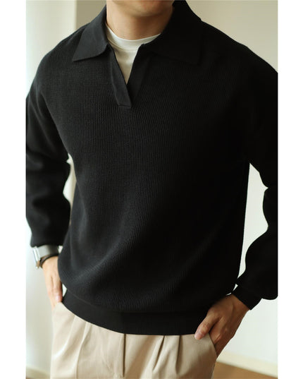 Lapel Warm Men's Long Sleeve Base