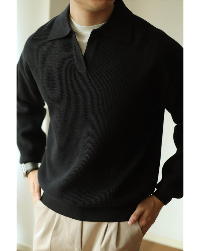 Lapel Warm Men's Long Sleeve Base