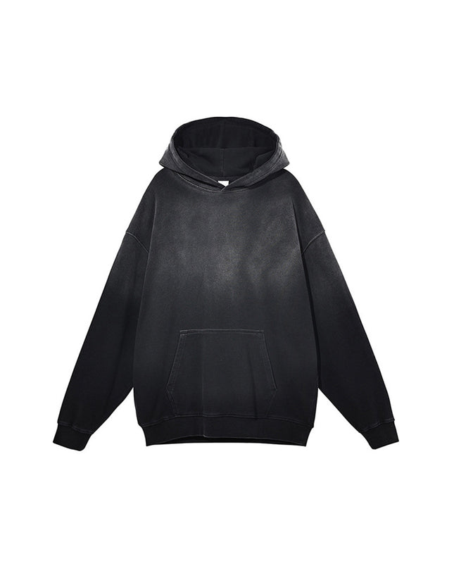 Washed Gradient Worn Hooded Sweater For Men
