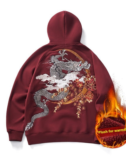 Autumn And Winter Heavy Industry Dragon Embroidered Hoodie Men