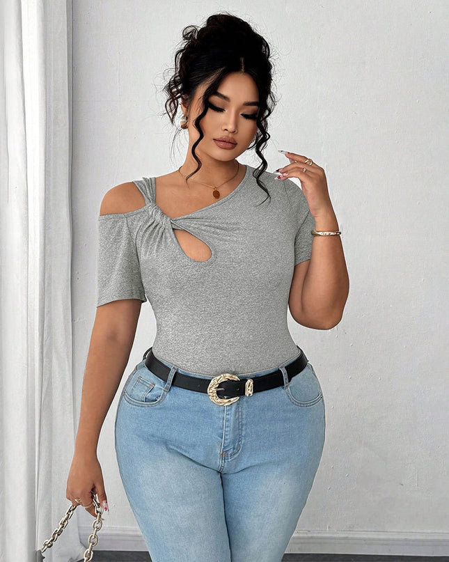 Simple Twist Design Irregular Short T-shirt