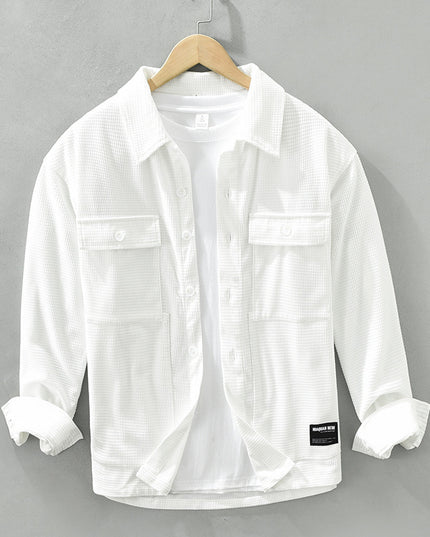 Waffle Long Sleeve Shirt Japanese Style Workwear Top