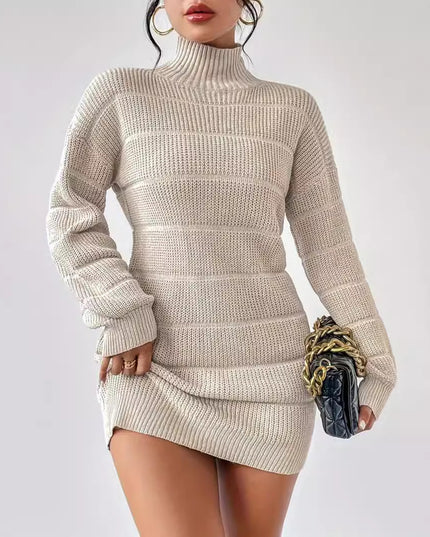 European And American Autumn And Winter Half-high Collar Knitwear Dress