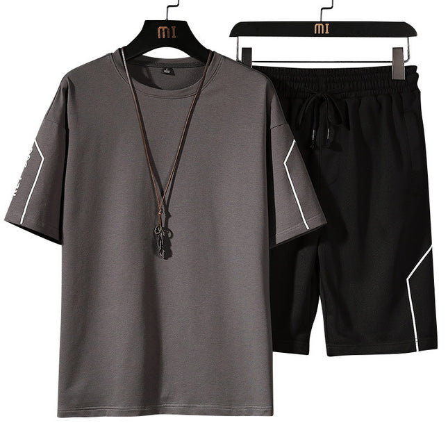 Men's Sports Japanese Print Crew Neck Casual Suit