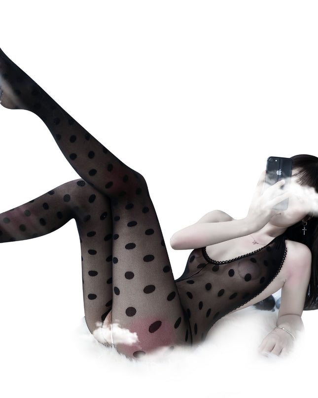 Translucent One-piece Black Stockings Jumpsuit