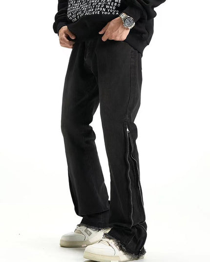 High Street Side Zipper Design Jeans American Style