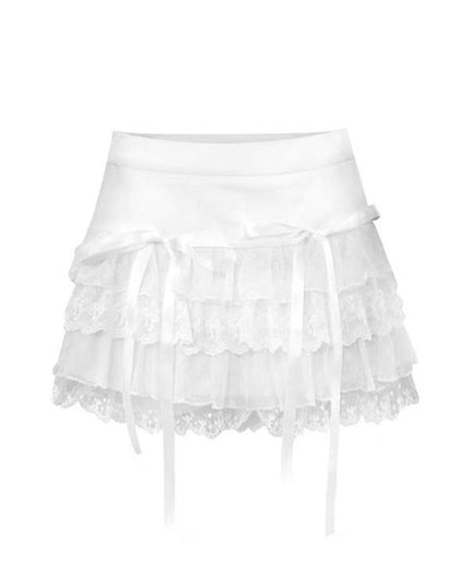 White Cake Dress Women's High Waist Bubble Skirt