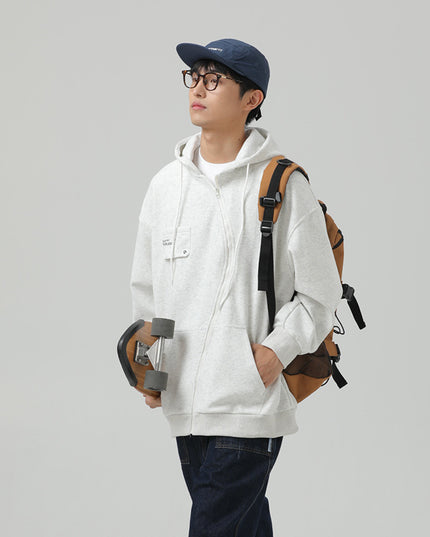 Retro Hooded Sweater Men And Women Irregular Zipper