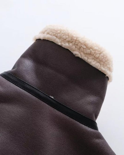 Women's Suede Fur Integrated Motorcycle Jacket