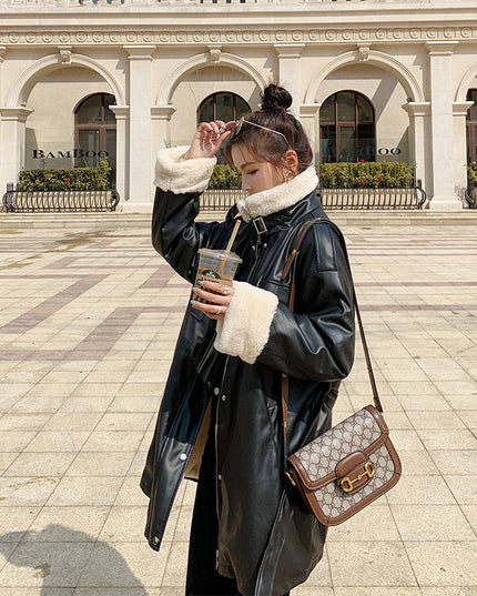 Loose Sheepskin Motorcycle Cotton Jacket