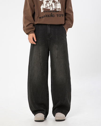 Washed Distressed Split Design Machete Jeans