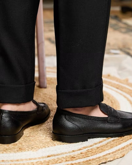 British Vintage Litchi Grain Cowhide Men's Loafer
